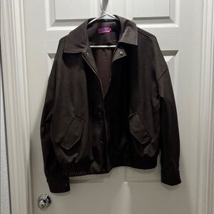 Editked Mori Oversized Faux Leather Brown Jacket